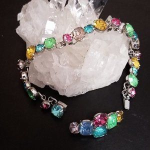 Vintage Coro Pastel Rhinestone Bracelet Brooch Set